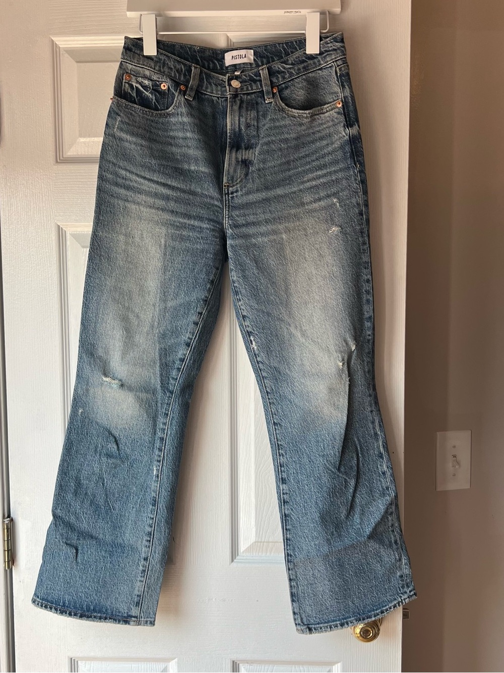 Pistola Denim High-Rise Straight Blue Jeans